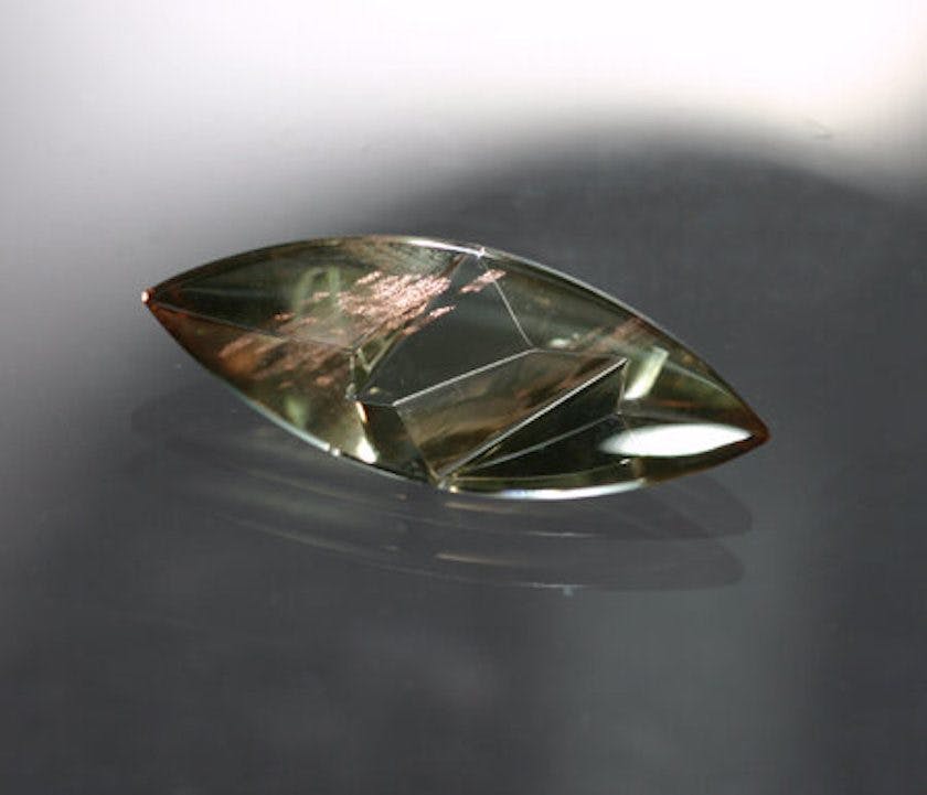 Oregon sunstone, custom cut with schiller