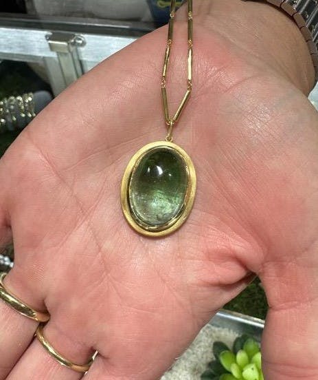 A green tourmaline with clarity features