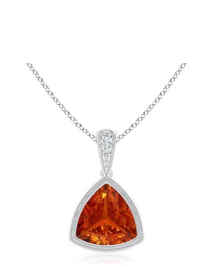 Bezel-Set Trillion Spessartite Pendant with Milgrain Angara