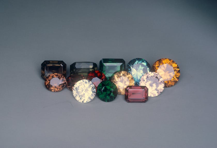 faceted zircons in various colors